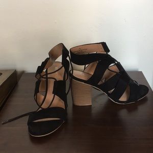 Merona Block Strappy Heels in Black